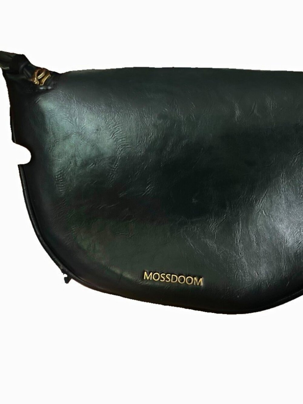MOSSDOOM Black Oval Crossbody Bag, Gold Hardware, Adjustable Strap